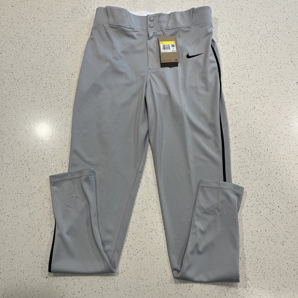 Nike Vapor Select Piped Baseball Pants Gray Black Slim Fit FZ1373-012 Men's Sz S